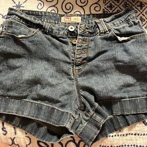 3/$20 L.E.I Tatum high rise light weight super soft denim button fly shorts
